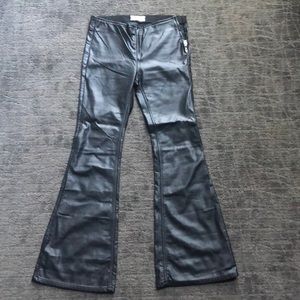 free people black leather flare jeans